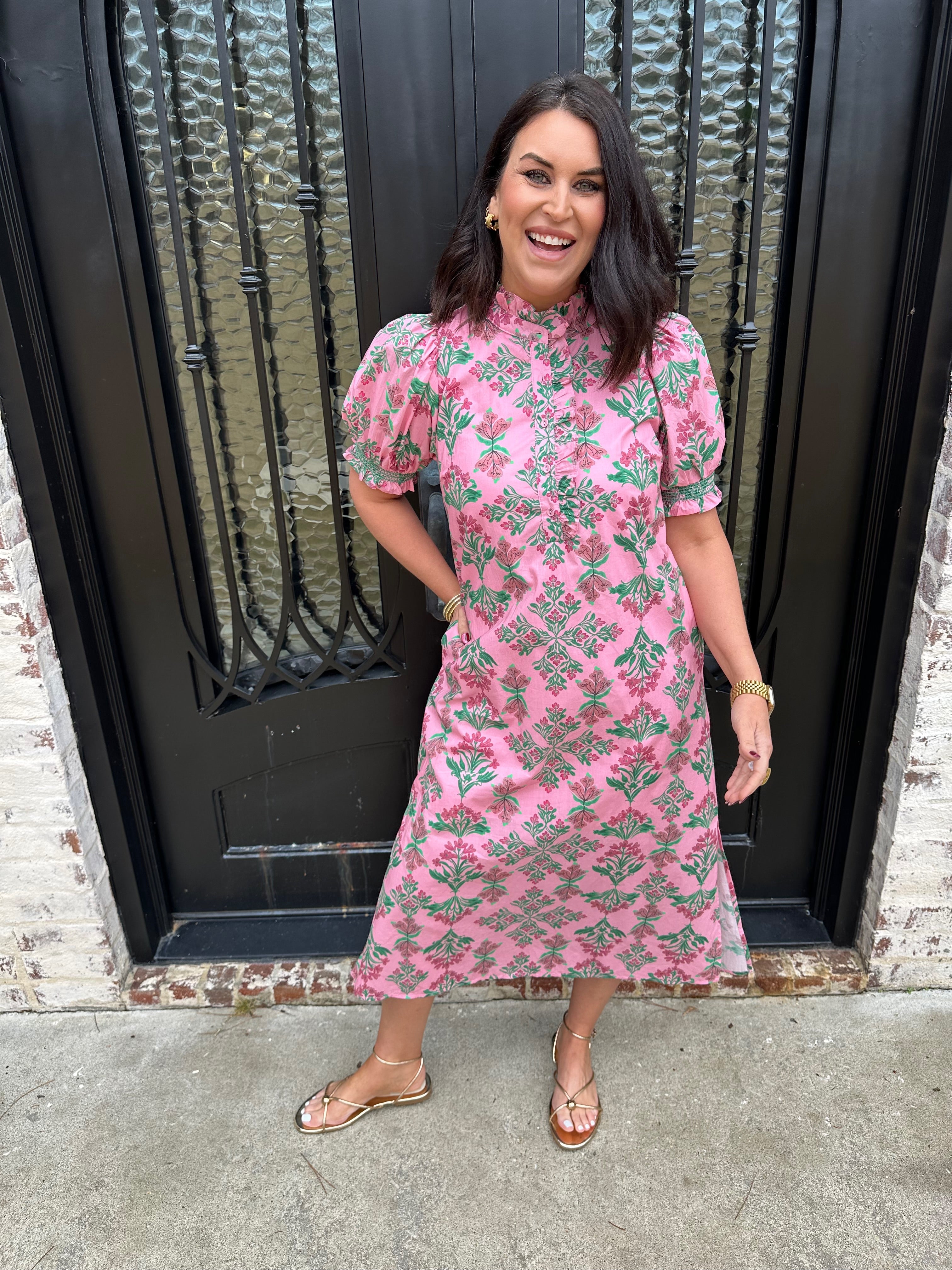 Cheryl Floral Print Midi in Pink