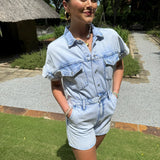 Nora Denim Romper in Light Wash