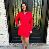 Spanx AirEssentials Half Zip Dress in Red