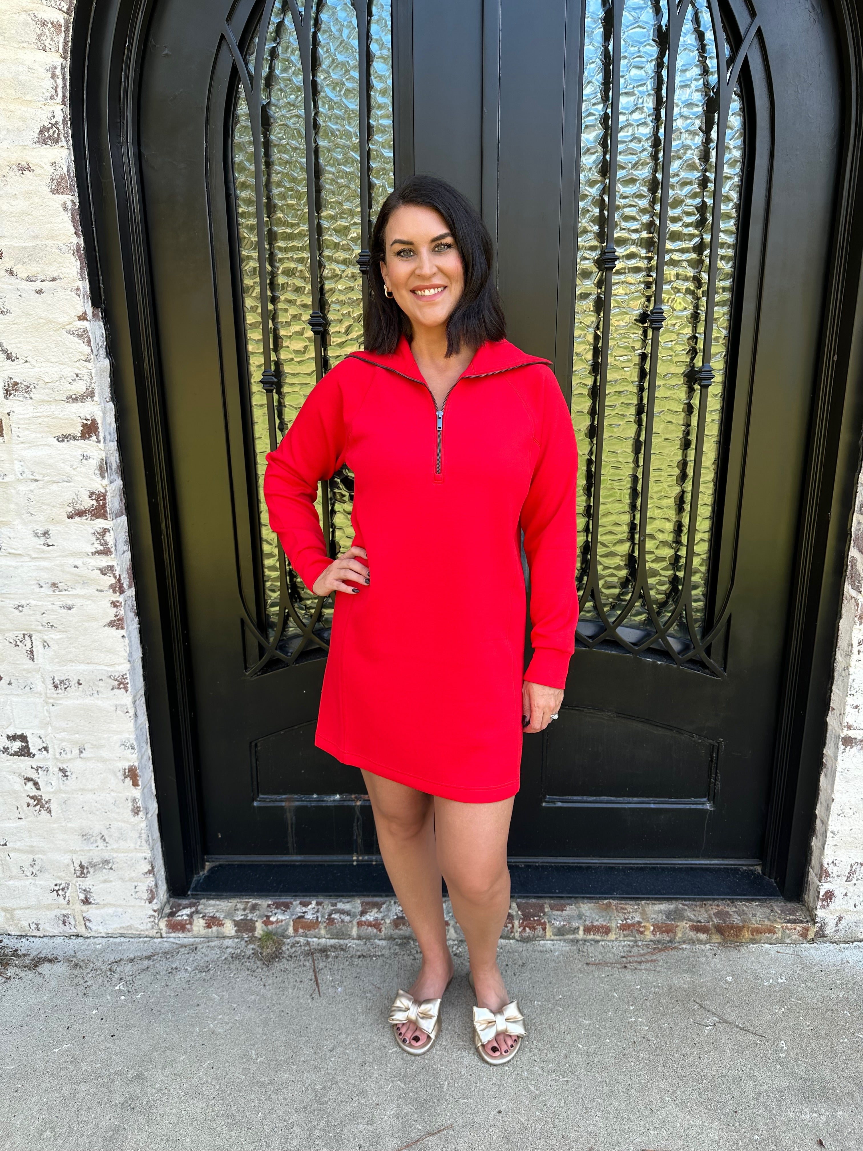 Spanx AirEssentials Half Zip Dress in Red Spanx AirEssentials Half Zip Dress in Red