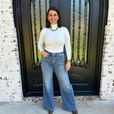 Longsleeve Mock Neck Top in Ivory