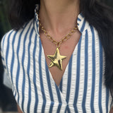 Chansutt Gold Star Statement Necklace in Gold