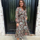 Barry Puff Sleeve Floral Dress in Brown