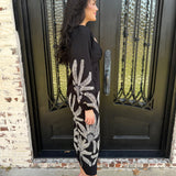 Jia Embroidered Midi Dress in Black