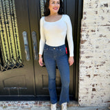 Longsleeve Scoop Neck Top in Ivory