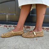Dolce Vita Clair Woven Mary Jane Ballet Leather Flats in Gold