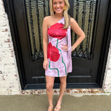 The Dawson Scarf Neck Dress in Lilac Red