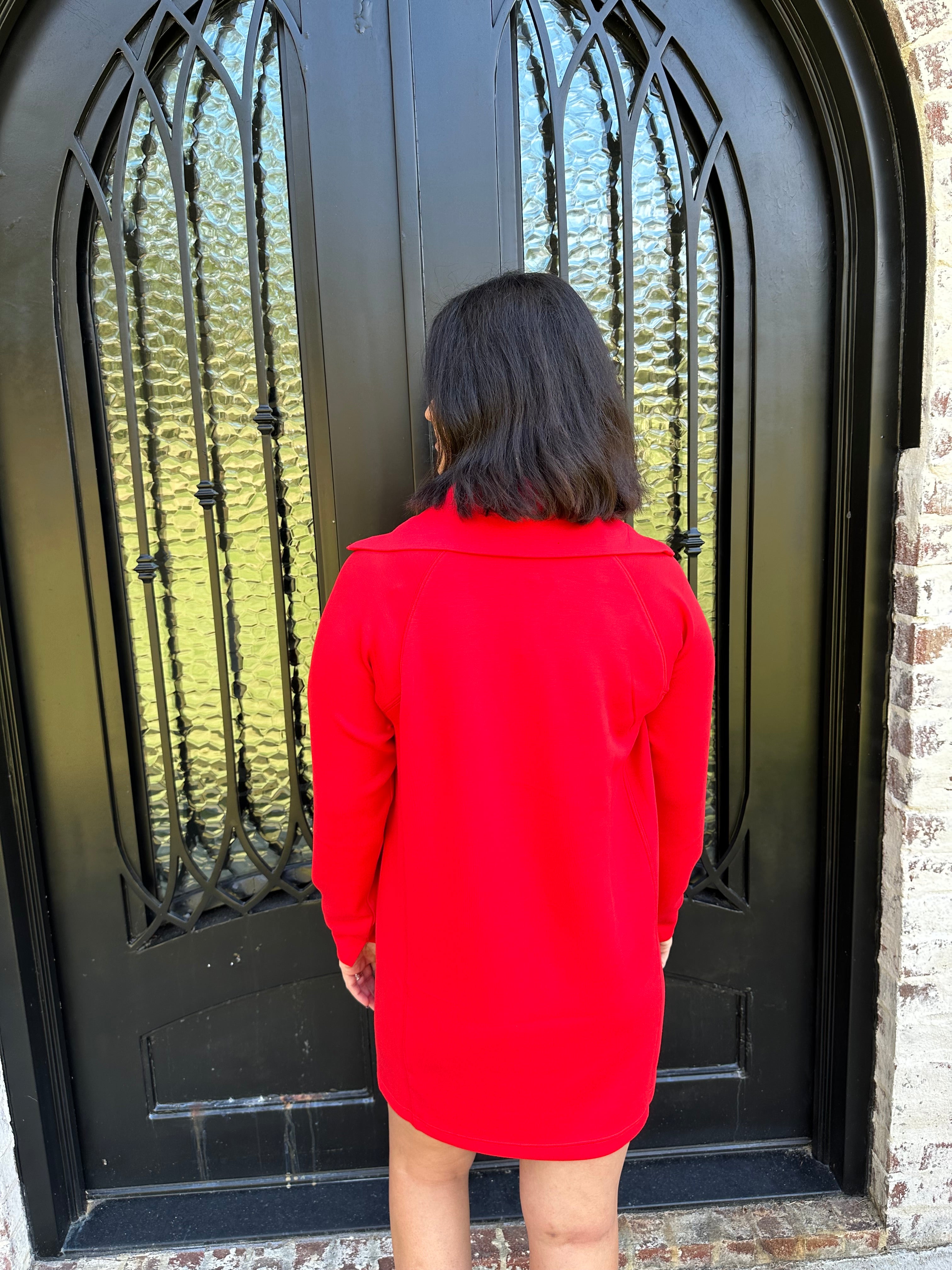 Spanx AirEssentials Half Zip Dress in Red – Splurge Montgomery Spanx AirEssentials Half Zip Dress in Red – Splurge Montgomery
