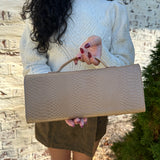 Andi Crocodile Long Clutch in Beige
