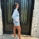 Salty Blue Striped Cloud Quarter Zip & Short