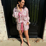 Christmas Satin PJ Set in Pink