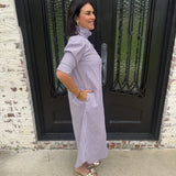 Nina Shirt Dress in Purple Stripes