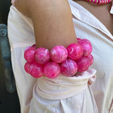 Fuchsia Oversized Beaded Bracelet