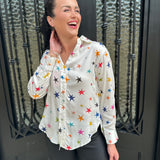 Vilagallo Multi Color Star Button Up Top
