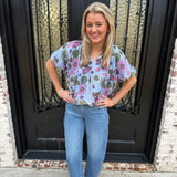 Frans Bubble Hem Top in Blue