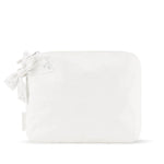 Ivory bow zip pouch makeup bag