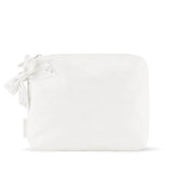 Ivory bow zip pouch makeup bag