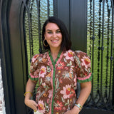 Hillary Floral Top in Brown