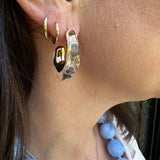 Organic Shape Resin Clear & Gold Hoop Earrings