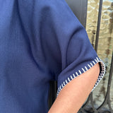 Helenor Whipstitch Top in Navy