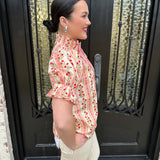 Lover Floral Button Down Top in Red