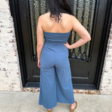 Blaine Brushed Pleated Jumpsuit in Indigo