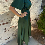 Kapri Chiffon Slit Maxi Dress in Hunter Green