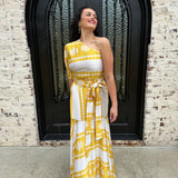 Lavi Isabella One Shoulder Maxi Dress in Yellow