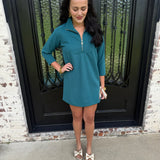 Mary Square Raven Dress in Gulf Blue