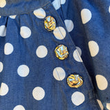 Denim Puff Sleeve Polka Dot Top