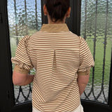 Mel V- Neck Top in Taupe
