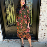 Eliza Midi Dress in Olive Trail