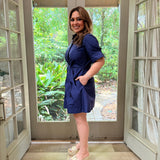Briley Front Tie Dress in Navy