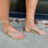 Solei Sea Angie Ankle Wrap Sandals in Gold