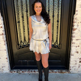 Polka Dot Satin Mini Skirt