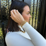 Alternating Beaded Stretch Bracelet in Gold