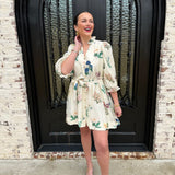 Mokie Floral Tie Dress in Cream