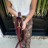 Andi Crocodile Long Clutch in Burgundy