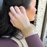 Beaded Ball Trio Stretch Bracelet in Gold