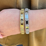 Diamond Clover Perlee Cuff Bracelet in Gold and Silver