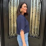 Helenor Whipstitch Top in Navy