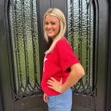 Star Shortsleeve Sweater in Red