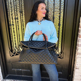 Quilted Weekender Bag in Black