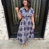 Nautical Midi Dress in Navy