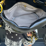 Gold Chain Bucket Purse in Black