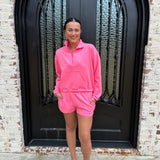 Pink Cloud Quarter Zip & Shorts Set