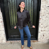 Spanx Better Than Silk Button Down Shirt in Classic Black