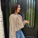 Karlie Bubble Top Stripe in Brown