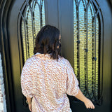 Sloan Stand up Collar Drop Shoulder Top in Soft Prowl