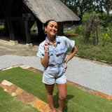 Nora Denim Romper in Light Wash